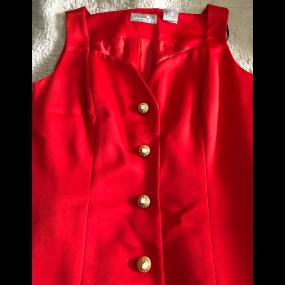 Liz Claiborne Dresses & Skirts - Red cocktail dress. Rhinestone buttons. Liz Claiborne. Sweetheart neck. Vintage